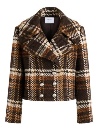 Patou double-breasted plaid coat - women - Virgin Wool/Viscose - 36 - Black