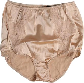 Dolce & Gabbana Beige Zijden Kant Hoge Taille Bikini - Dames - Onderbroek - Beige - XL - Katoen - Ondergoed