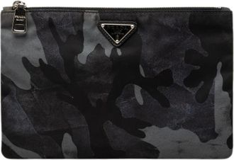 Prada Pre-owned Vintage Clutch - Dames - Vintage Clutch - Grijs - ONE Size - Nylon - Vintage