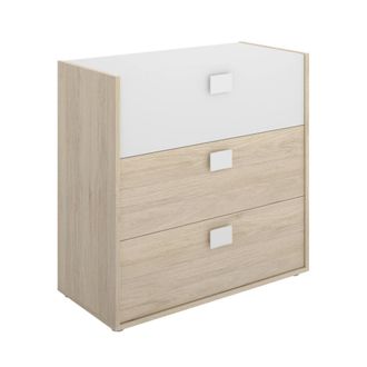 Dmora Cajonera Dmbay, Cajonera Para Dormitorio, Cajonera Con 3 Cajones, 80x43h81 Cm, Roble Y Blanco - Dmora