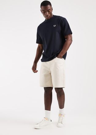 Fred Perry T-shirt blu navy con logo e stampa sul retro