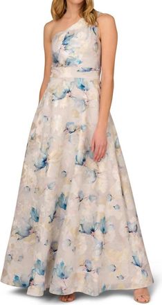 Aidan Mattox Floral Maxi Ballgown In White