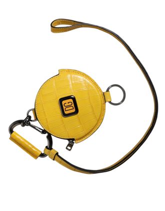 Dolce & Gabbana Gele Ronde Leren DG Logo Muntenportemonnee Met Lanyard