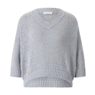 Roberto Collina V-neck Knitwear, female, Gray, Size: M V-neck Knitwear