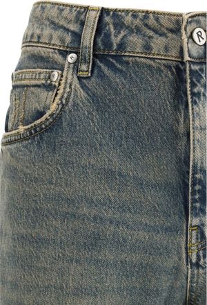Represent Mens Straight Leg Jeans Blue Cream Cotton