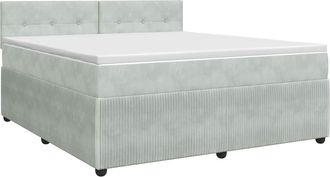vidaXL Cama Box Spring Con Colch&oacute;n Gris Claro 140 X 190 Cm Terciopelo Vidaxl