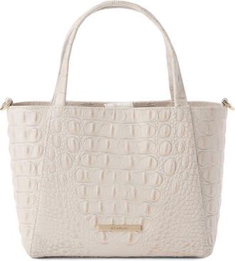 Brahmin Small Mona Croc Embossed Leather Top Handle Bag in Ivory at Nordstrom