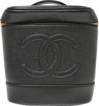 Chanel Vintage Timeless Cosmetic Case Caviar Black Leather Handbag (Pre-Owned)