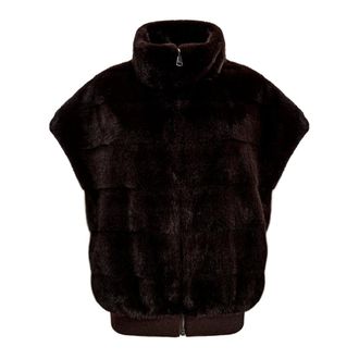 Cesare Gaspari Faux Fur Ritshhirt - Dames - Jassen - Bruin - Maat: XL Poliester
