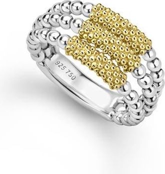 Lagos Two-Tone Caviar Three Row Ring in Gold at Nordstrom, Size 7