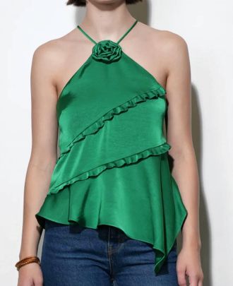 House of Dagmar Mia Halter Top In Green