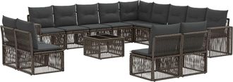 vidaXL Conjunto De Sof&aacute;s De Jard&iacute;n 14 Uds. Gris Y Gris Oscuro Vidaxl