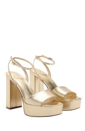 Mango Ankle Strap Platform Sandal in Gold at Nordstrom, Size 8.5Us