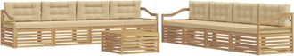 vidaXL Conjunto De Sof&aacute;s De Exterior 9 Uds. Y Beige Poli&eacute;ster Vidaxl