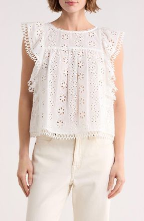 Melrose and Market Cotton Eyelet Embroidered Top in White Blanc at Nordstrom Rack, Size Xx-Large