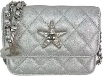 Chanel Pre-owned Leather chanel-bags - Dames - Vintage Schoudertas - Grijs - ONE Size - Leer - Vintage
