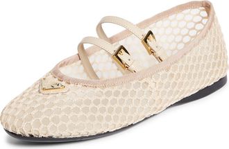 Prada Ballerine Mesh Mary Jane Flat in Travertino at Nordstrom, Size 5.5Us