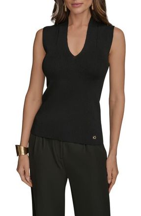 DKNY V-Neck Sleeveless Sweater in Black at Nordstrom, Size Large