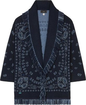 Alanui Cappotto con stampa paisley e frange - Blu