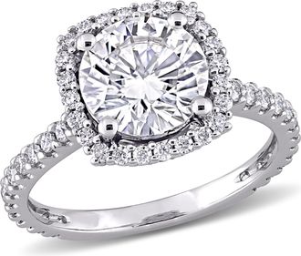 Mimi & Max 2 1/2ct DEW Created Moissanite Halo Engagement Ring in 10k White Gold