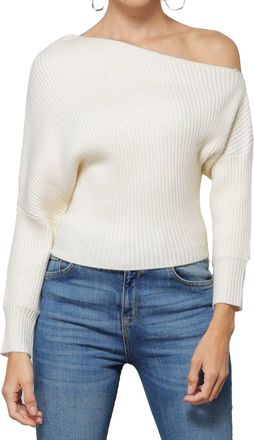 Line & Dot Blair Asymmetrical Off Shoulder Sweater In Ivory