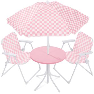 Best Choice Products Kids Outdoor Table and Chair Set with Umbrella, 3-Piece Foldable Toddler Picnic Set Ages 2-5