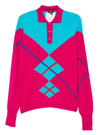 Versace 2000s colour-block polo sweater - Pink
