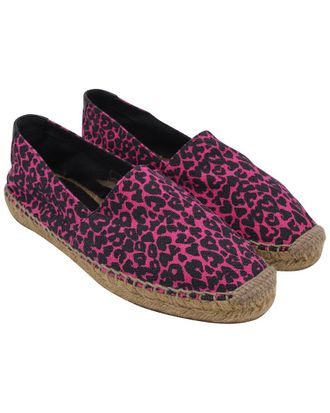 Saint Laurent Womens Canvas Animal Print Signature Espadrille (Authentic Pre-Loved)