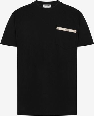 Moschino T-shirt in jersey di cotone organico ricamata - Nero