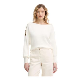 Guess Jamia Beaded Sleeve Sweater - Dames - Ronde hals truien - Wit - M - Leer - Truien & Vesten