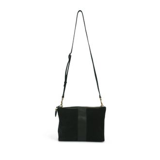 Kempton & Co. Harford Stripe Double Zip Crossbody Bag In Chocolate Suede