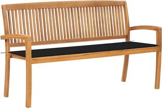 vidaXL Banco De Jard&iacute;n Apilable Y Coj&iacute;n Madera Maciza De Teca 159 Cm Vidaxl