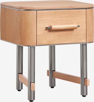 Sklum Pack De 2 Mesitas De Noche 45x40 Cm En Madera De Mango Y Acero Osaka Sklum