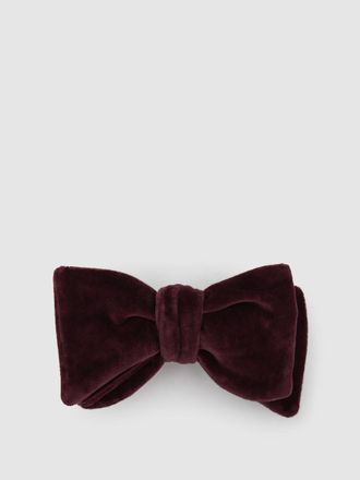 Reiss Hike Bordeaux Velvet Bow Tie, One Size, Burgundy