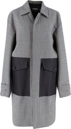 Dsquared2 Dsquared2 Black & White Houndstooth Balmacaan Coat Size S