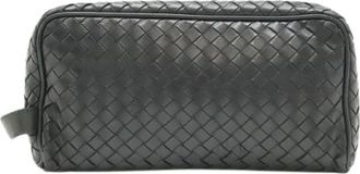 Bottega Veneta Pre-owned Clutches, female, Black, Size: ONE SIZE Pre-owned Intrecciato Calf Leather Clutch Bag