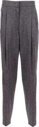 Fabiana Filippi Pantalone con pinces in jersey lana cotta - Dames - Broeken - Grijs - S - Wol - Broeken