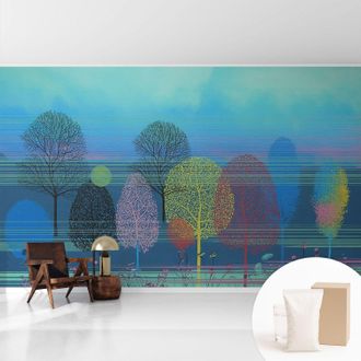Tulup Tapete Vliestapete Mit Kleber Wandtapete Modern - Tapete Mit Motiv - Tapete Schlafzimmer Farbenfrohe Harmonie 416x254 Cm