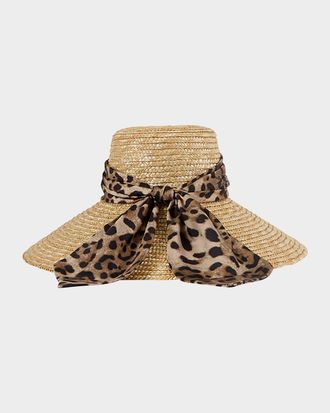 Eugenia Kim Mirabel Animal-Print Bow Straw Hat