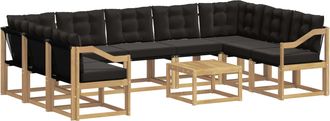 vidaXL Conjunto De Sof&aacute;s De Exterior 10 Uds. Blanco Y Negro Vidaxl