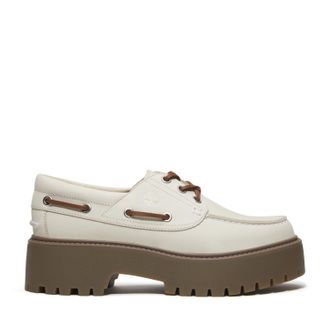 Timberland Womens Stone Street Boat Shoe - Off-White Leather - Size UK 4.5