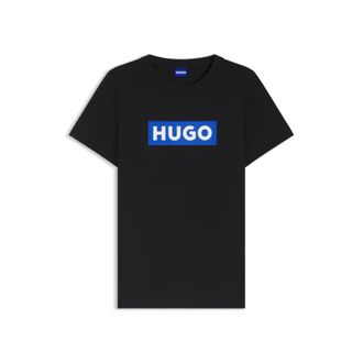 HUGO BOSS Slim-fit T-shirt in cotton with blue boxed logo
