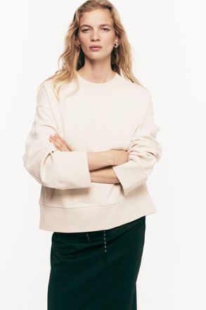 H&M Oversized Cotton Sweatshirt in Light Beige at Nordstrom, Size X-Large