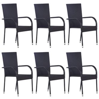 vidaXL Vidaxl - Sedie Da Esterno Impilabili 6 Pz In Polyrattan Nere