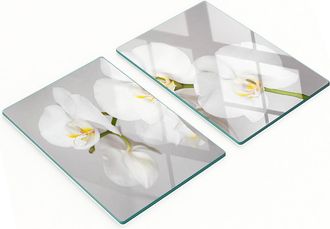 OEM Taglieri Da Cucina Decorativi In Vetro Con Grafica Di Orchidee, 2x40x52 Cm