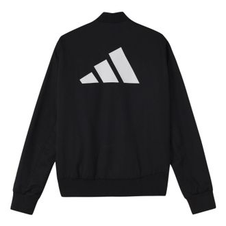 adidas Fi Jkt Wv Bomb Logo Printing Fleece Lined Stay Warm Sports Jacket Black GP0975