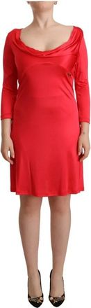 John Galliano Rode Sheath Jurk met Diepe Ronde Hals - Dames - Korte kleedjes - Rood - M - Kleedjes