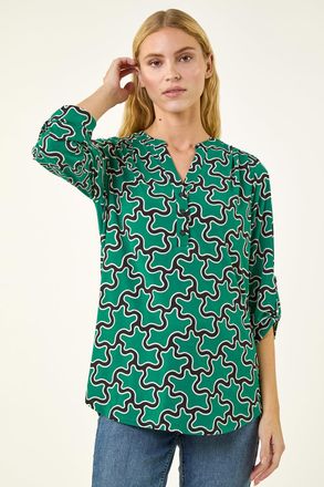 Roman Abstract Print Stretch Shirt