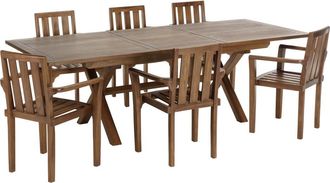 Macabane Conjunto de muebles de jard&iacute;n de teca aceitada para 8/10 personas