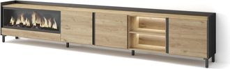 Skraut Home Skraut Home - Mueble Tv, Televisi&oacute;n, Muebles De Sal&oacute;n, Almacenaje, 315x35x61cm, Para Tv Hasta 80, Chimenea El&eacute;ctrica Xxl, Dise&ntilde;o Industrial, Led, Esti